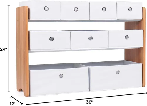 Miniatura 3 de Humble Crew Organizador de almacenamiento de juguetes con 9 cubos de tela extraíbles, gris claro/gris, organizador de juguetes de primera calidad