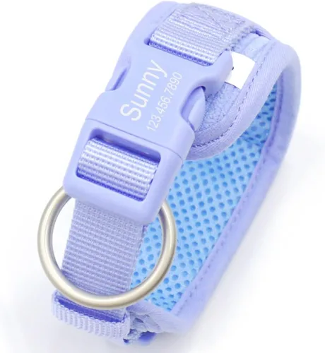 Collares de perro personalizados grabados con nombre y número de teléfono para perros pequeños, medianos y grandes (azul, S)