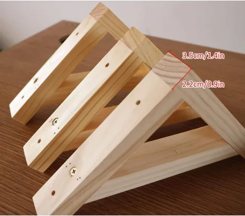 Miniatura 3 de Soportes flotantes triangulares de madera maciza, soporte de ángulo recto grueso para estantes de carga, soportes de estantería de decoración