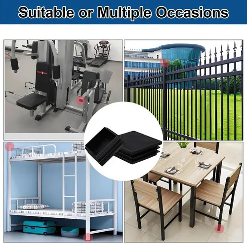 Miniatura 7 de Paquete de 8 tapones de tubo, inserto de plástico cuadrado de 2 pulgadas, tapas de extremo cuadradas para poste de tubo, patas de silla