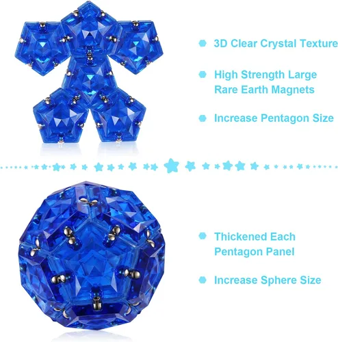 Miniatura 2 de RoomyRoc Esferas Magnéticas Antiestrés con Imanes - Cristal Diamante Azul - Juguetes Magnéticos Antiestrés - Juego de 12 Piezas - Creatividad Más