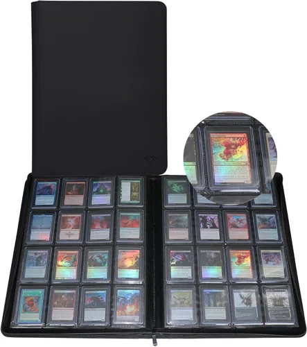 GrinOwl - Carpeta de carga superior de 16 bolsillos, capacidad para 640 cargadores superiores, carpeta de tarjetas grande con fundas para tarjetas