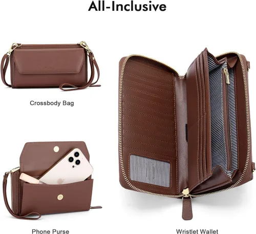 Miniatura 2 de nuoku Carteras para mujeres con ranuras para tarjetas de crédito con bloqueo RFID de gran capacidad