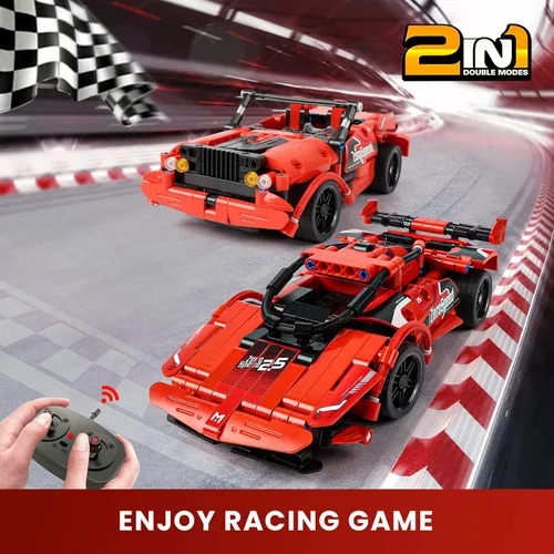 Miniatura 5 de GAMZOO Juguete RC Mejores Regalos de Cumpleaños para Niños y Niñas de 6 7 8 9 10 11 12 Años de Edad 2 en 1 Coche de Carreras con Control Remoto Rojo