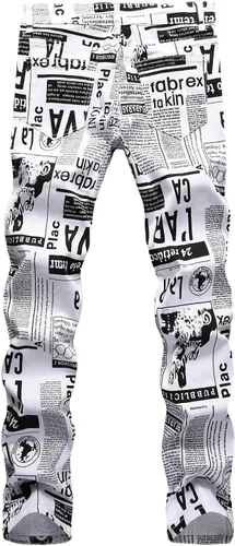 Miniatura 213 de Baylvn - Pantalones de mezclilla entallados y estampados para hombre con corte recto