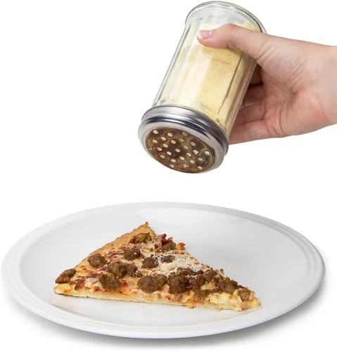 Miniatura 3 de 1 paquete de 12 onzas para especias y quesos Tarro de cristal, tapa de metal y agujeros extra grandes para parmesano y especias por Back of House