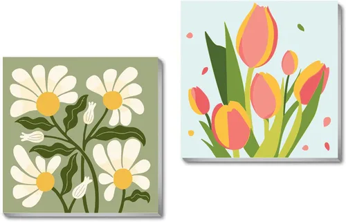 Miniatura 8 de cupmod Paquete de 2 pinturas enmarcadas por números para niños, kit de pintura acrílica fácil por números sobre lienzo, pintura al óleo de frutas