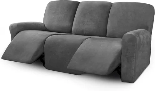 Miniatura 10 de ULTICOR Fundas de terciopelo para sofá reclinable de 8 piezas, fundas elásticas para sofá reclinable de 3 cojines, fundas para muebles, fundas