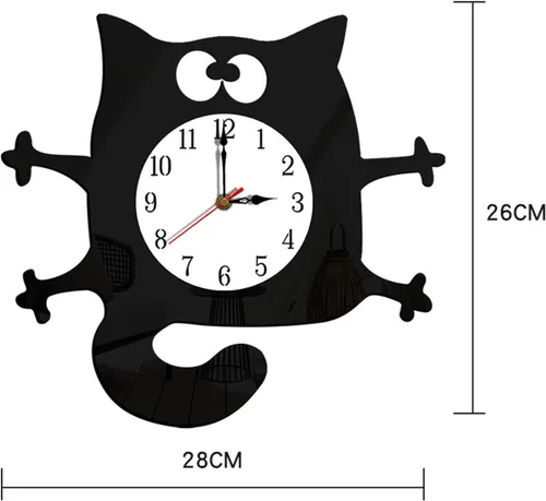 Miniatura 4 de Reloj de pared con forma de gato sin tictac, funciona con pilas, para decoración de dormitorio y cocina