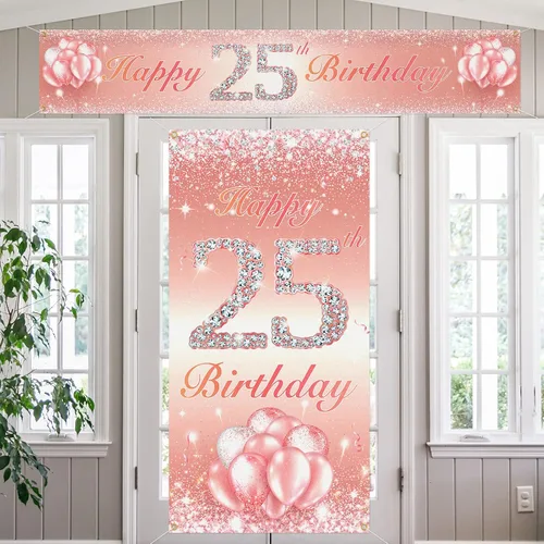 Miniatura 11 de Juego de carteles largos de feliz cumpleaños 10 para puerta, porche, decoración de cumpleaños de 10 años para niñas, suministros de fiesta