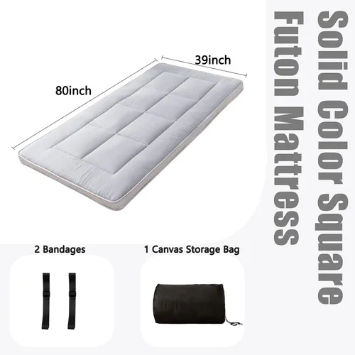 Miniatura 2 de MAXYOYO - Colchón tipo futón japonés, acolchado, para cama, extra grueso, plegable, transpirable, tumbona para el suelo, cama de invitados para gris