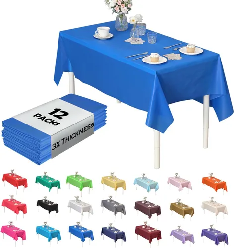 Paquete de 12 manteles de plástico resistentes, reutilizables., Azul Royal Azul real