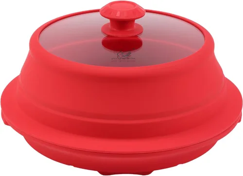 Miniatura 10 de Tapa plegable para salpicaduras de microondas con cubierta de vidrio templado ventilado, tapa wok apta para microondas, olla de vapor y olla redonda