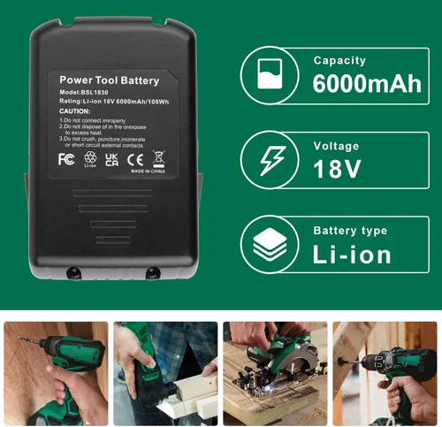 Miniatura 4 de Futurebatt Batería mejorada de 18 V de alto rendimiento para herramientas Hitachi BSL 1830C, BSL 1830, BSL 1815X, BSL 1815S, BSL 1825, 330139 330557