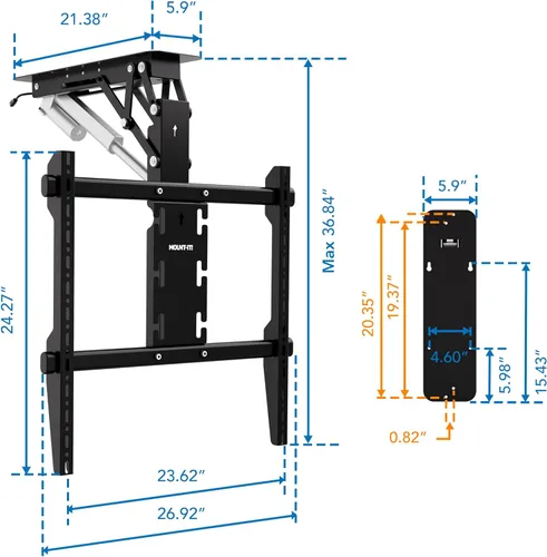 Miniatura 7 de Mount-It! Soporte motorizado para TV de techo – Soporte de TV eléctrico silencioso abatible para pantallas de 50 a 90 pulgadas, diseño desplegable
