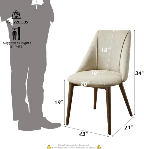 Miniatura 8 de Acme Willene - Silla auxiliar de tela contemporánea en beige/nogal (juego de 2)