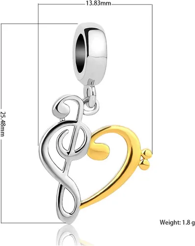 Miniatura 2 de Dije de notas musicales para pulseras de agudos bajos dorados y plateados, colgantes para mujeres, niñas, hermanas, novias, esposa, sobrina, primo