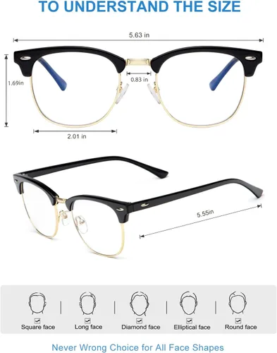 Miniatura 6 de NSSIW Gafas de luz azul para mujeres y hombres, gafas avanzadas para computadora, gafas de juegos, gafas semi sin montura