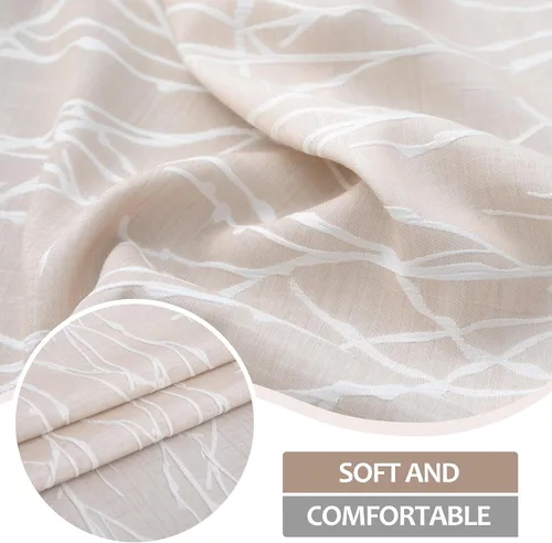 Miniatura 8 de Pitalk - Cortinas con patrón beige de 63 pulgadas de largo para dormitorio, 2 paneles con pestaña trasera y bolsillo, diseño de ramas de árbol