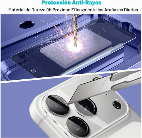 Miniatura 6 de PEHAEL 3+3 Pack para iPhone 17 Pro protector de pantalla de privacidad con protector de lente de cámara, película de vidrio templado antiespía
