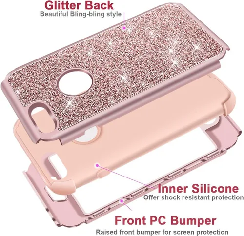 Miniatura 3 de Hython Designed for iPhone 8 Plus, iPhone 7 Plus Case, Heavy Duty Defender con brillantina, carcasa rígida híbrida, a prueba de golpes, goma