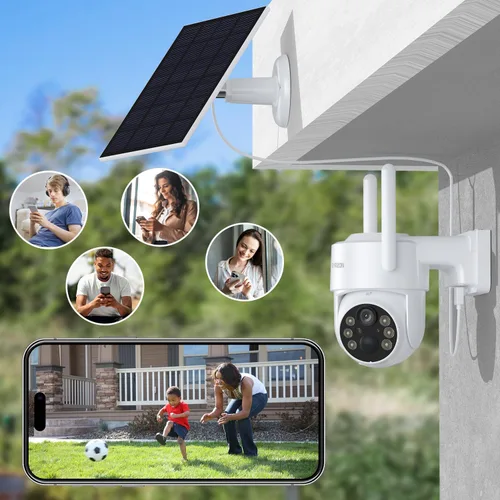 Miniatura 7 de Paquete de 2 cámaras de seguridad inalámbricas de 4 MP para exteriores, 6 focos y visión nocturna a color HD de 2.5 K con WiFi de 2.4 GHz, control