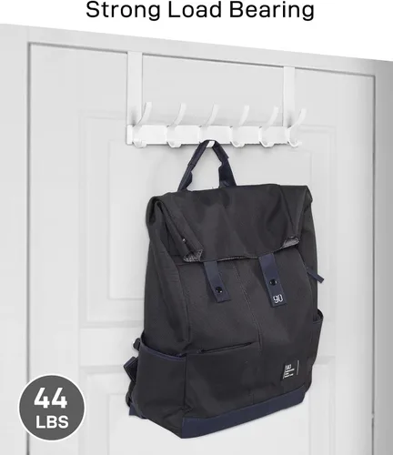 Miniatura 5 de Optish Ganchos para colgar sobre la puerta, perchero para baño con 12 ganchos para colgar ropa, abrigos, toallas, se adapta a puertas de 1 3/4