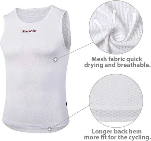 Miniatura 4 de Santic Camiseta sin mangas de ciclismo con capa base para hombre, camiseta sin mangas, chaleco de secado rápido