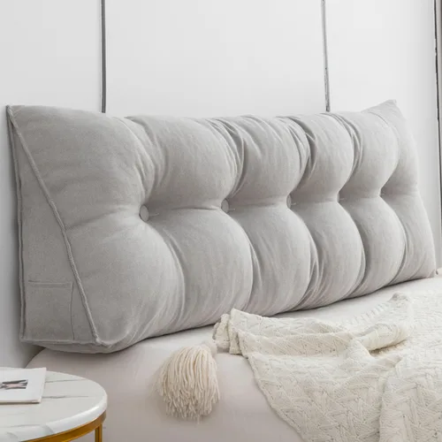 Miniatura 12 de Almohada triangular para cabecero, respaldo grande, cojín de soporte de cuña, almohada lumbar para cama de día, litera, dormitorio con funda Beige