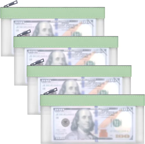 Miniatura 16 de Sobres transparentes para dinero en efectivo de 7.6 x 3.7 pulgadas Money Bags With Zipper Cash Bag Money Pouch Bank Deposit Bags for Coin Invoice