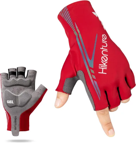 Hikenture Guantes de ciclismo para hombre, guantes de bicicleta acolchados de 0.197 in, guantes de bicicleta transpirables y antideslizantes de