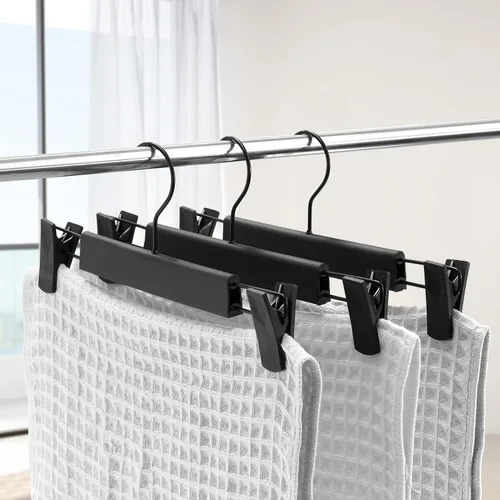Miniatura 7 de Paquete de 30 perchas para pantalones con clips antideslizantes ajustables, gancho para colgar pantalones, faldas, jeans, perchas de ropa