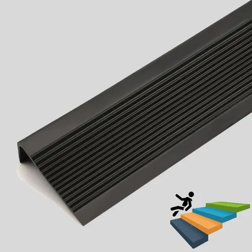 Miniatura 8 de Borde de escalera de 32 pulgadas, borde de goma negro, borde de escalera de vinilo autoadhesivo para escalera, protector de borde de escalera