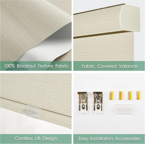 Miniatura 4 de Tonature Persianas Enrollables sin Cordón 100% Opacas para Ventana, Cortinas Enrollables con Tela Texturizada, Protección UV, Persianas