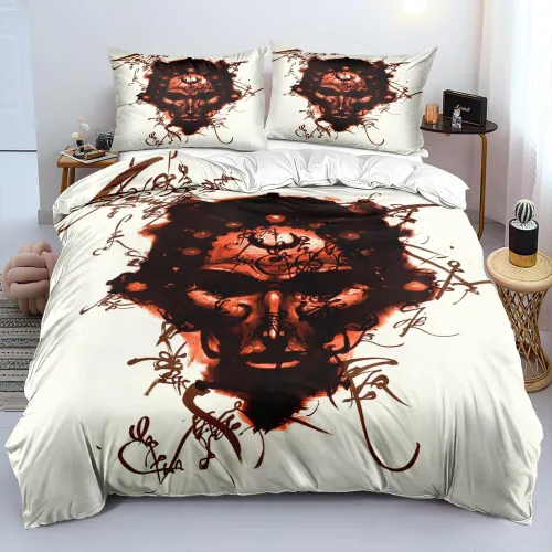 Miniatura 22 de Juego de funda de edredón con diseño de calavera de la muerte de Holiyjog, tamaño queen, juego de ropa de cama gótica, funda de edredón con diseño