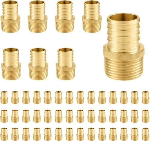 Miniatura 19 de Paquete de 5 accesorios Foskan PEX, adaptador macho NPT de 1 pulgada a 1 pulgada, accesorios de engarce de púas de latón para manguera de agua de RV