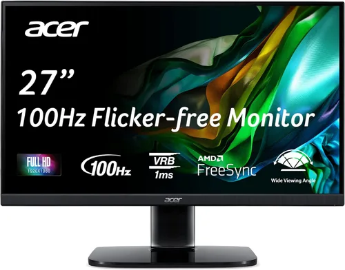 Acer KB272 EBI Monitor de oficina para juegos de marco cero IPS Full HD (1920 x 1080) de 27 pulgadas | Tecnología AMD FreeSync | Actualización de