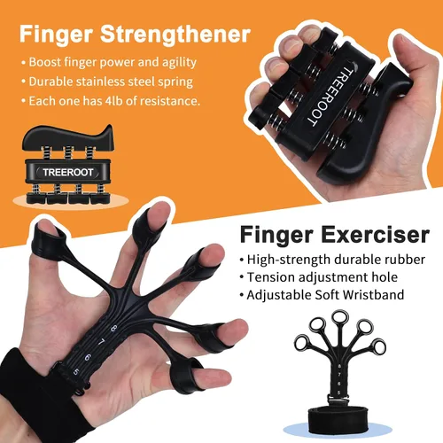 Miniatura 2 de 5PCS Grip Strength Trainer Kits, Hand Gripper Strengthener, Forearm Strengthener, Forearm Exerciser, Finger Exerciser, Wrist Strengthener, Stress