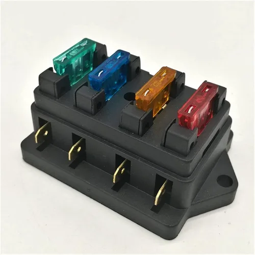 Miniatura 2 de 12V/24V 4 vías 5 vías auto hoja caja de fusibles titular circuito estándar ATO + fusible de hoja libre (color : soporte de fusible ATO 4 vías)