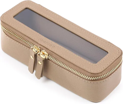 Miniatura 24 de Aveniee Organizador de bolsa de maquillaje transparente, bolsa de aseo de viaje para mujer, bolsa de cosméticos impermeable con cremalleras, Rosa