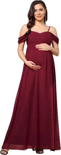 Ever-Pretty Vestido de fiesta de maternidad de gasa con hombros descubiertos y tirantes delgados para mujer 20826
