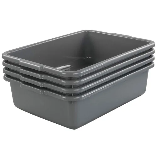 Miniatura 7 de Juego de 4 cajas de plástico gris de 13 L, caja de autobús comercial grande para platos