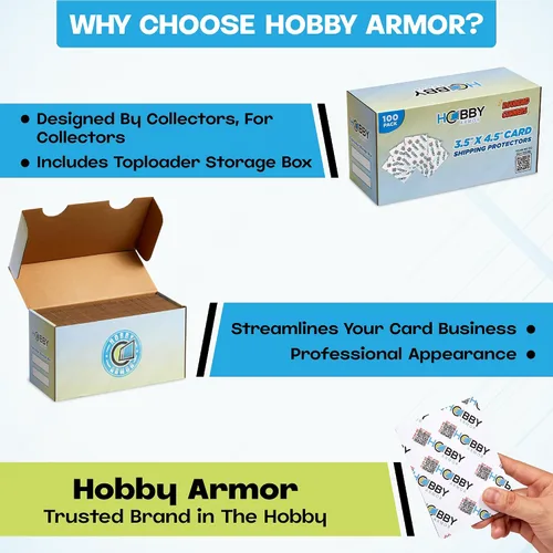 Miniatura 5 de Hobby Armor - Paquete de 100 protectores de envío de tarjetas coleccionables de 3.5 x 4.5 pulgadas con esquinas redondeadas, protector de tarjetas