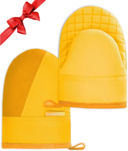 Miniatura 8 de Mini guantes para horno, guantes para horno de cocina, guantes de cocina de 500 grados resistentes al calor, superficie de silicona antideslizante
