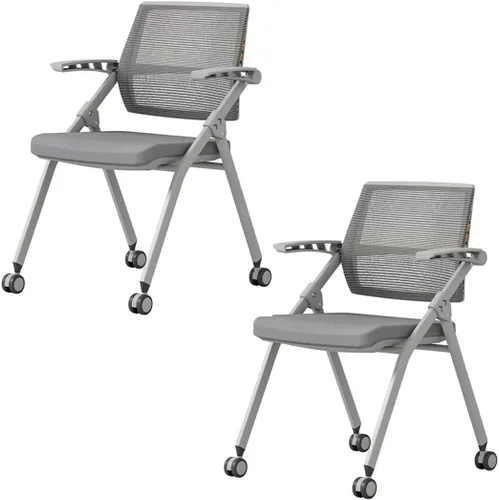 Miniatura 12 de 【1 unidad】 Silla ergonómica con ruedas giratorias de malla para anidación de invitados, apilamiento para oficina, escuela, aula, entrenamiento