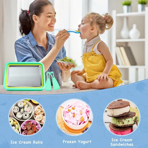 Miniatura 6 de Mini Máquina de Helado Enrollado, Bandeja de Rollos de Yogur Helado, Máquina de Helado en Placa Fría Instantánea, Licuados Caseros DIY, Ideal