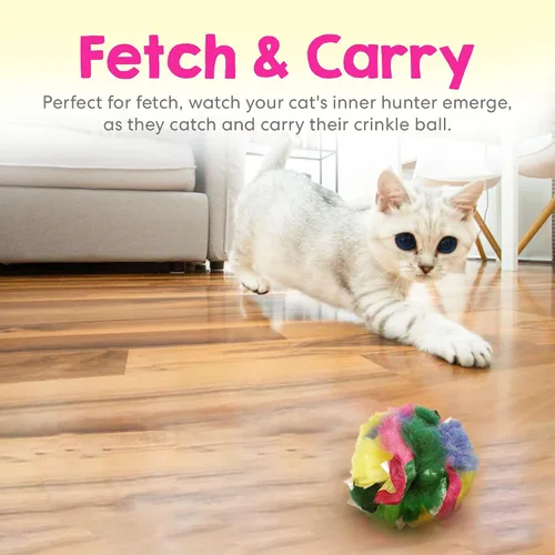 Miniatura 3 de Paquete de 4 bolas de juguete arrugadas para gatos Juguetes suaves para gatos y gatitos de interior Acetato de grado alimenticio más seguro que