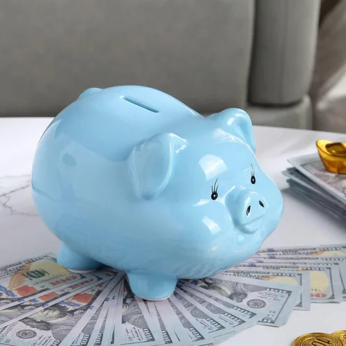 Miniatura 2 de Alcancía de cerdo de cerámica para niños, banco de dinero para adultos, Gilrs Alcancias de Dinero para adultos niños, banco de monedas, decoración
