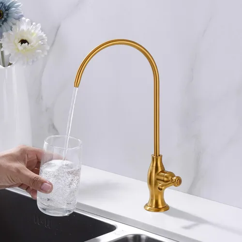 Miniatura 2 de Delle Rosa Grifo de agua potable de oro cepillado, grifo de filtración de agua comercial para sistema de filtro de agua debajo del fregadero, grifos