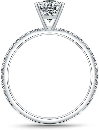 Miniatura 3 de Anillo de compromiso chapado en plata de compromiso con Moissanita de corte ovalado para mujer